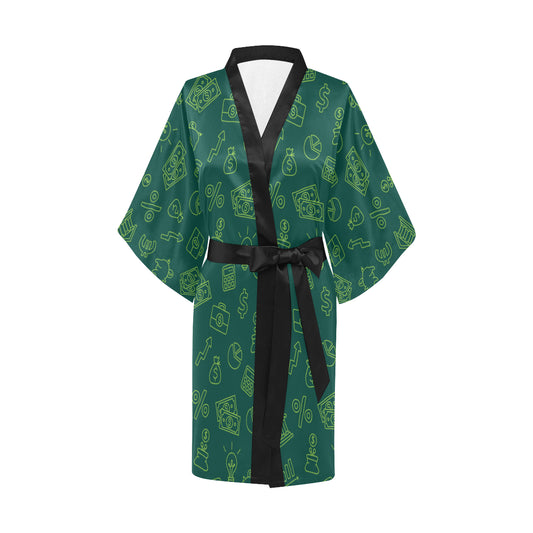 Accounting Financial Pattern Print Design 02 Women's Short Kimono