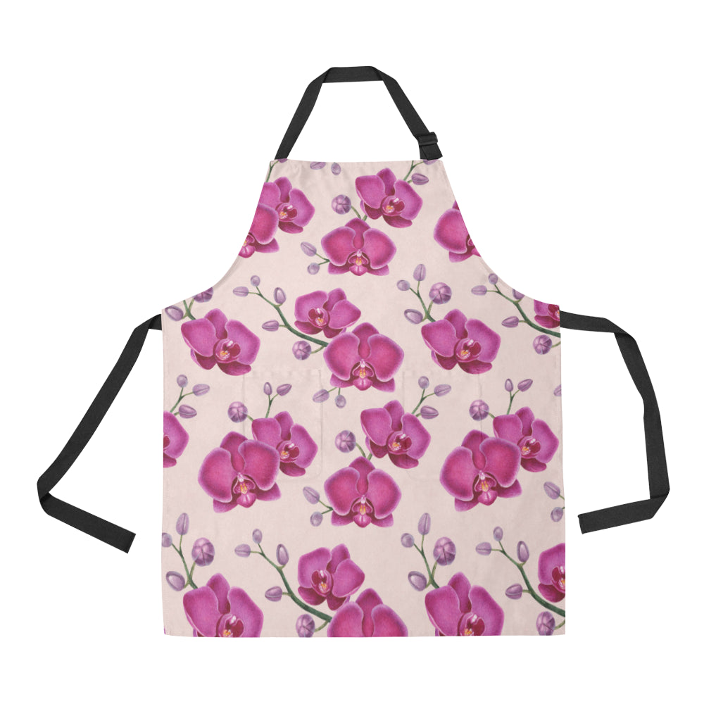 Orchid Pattern Print Design A02 Apron with Pocket