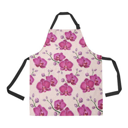 Orchid Pattern Print Design A02 Apron with Pocket