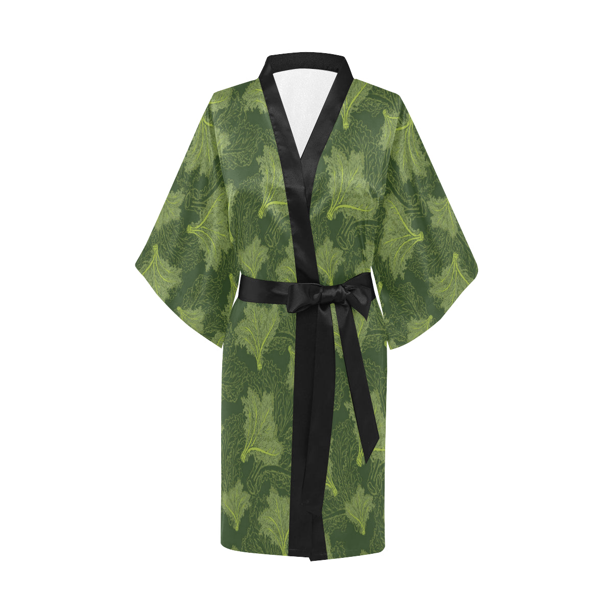 Kale Pattern Print Design 01 Women's Short Kimono