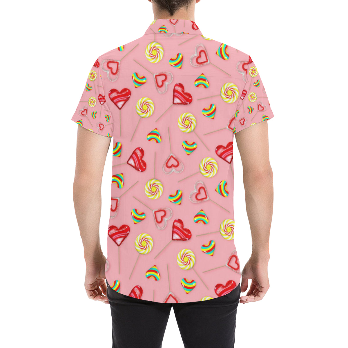 Lollipop Pattern Print Design LL05 Men's Short Sleeve Button Up Shirt