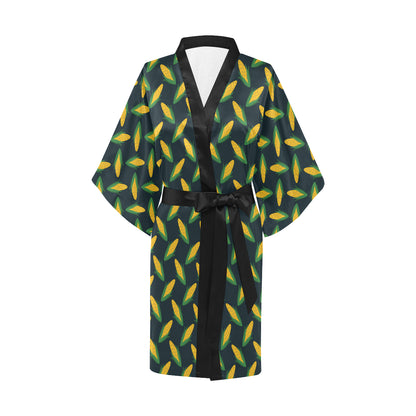 Corn Pattern Print Design 02 Women's Short Kimono