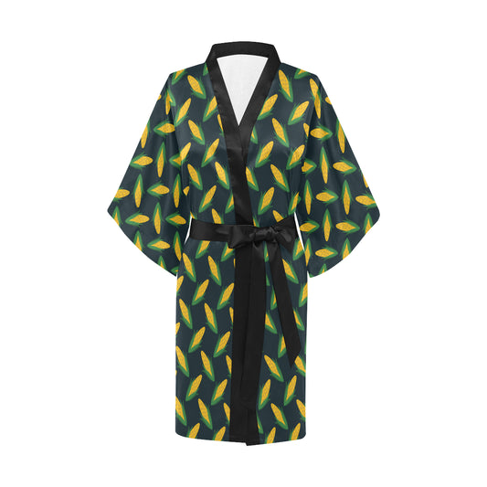 Corn Pattern Print Design 02 Women's Short Kimono