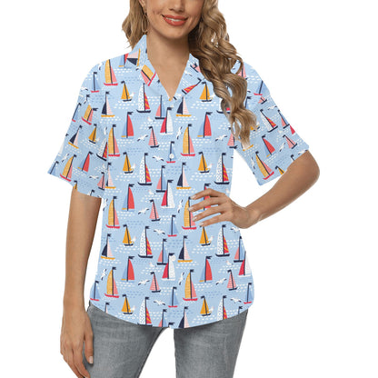 Sailboat Print Design LKS304 Women's Hawaiian Shirt