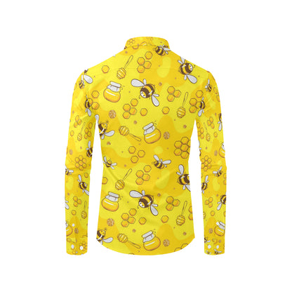 Bee Pattern Print Design BEE01 Men's Long Sleeve Shirt
