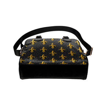 Fleur De Lis Gold Pattern Print Design 01 Shoulder Handbag