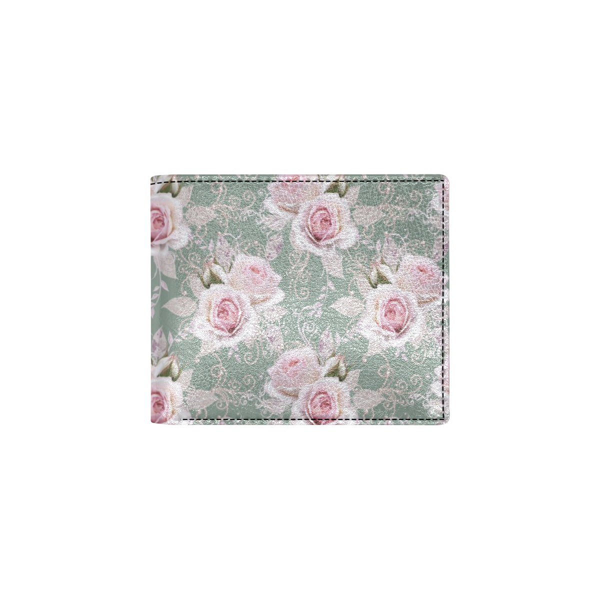 Rose White Pattern Print Design RO012 Men's ID Card Wallet