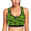 Green Kelly Camo Print Sports Bra