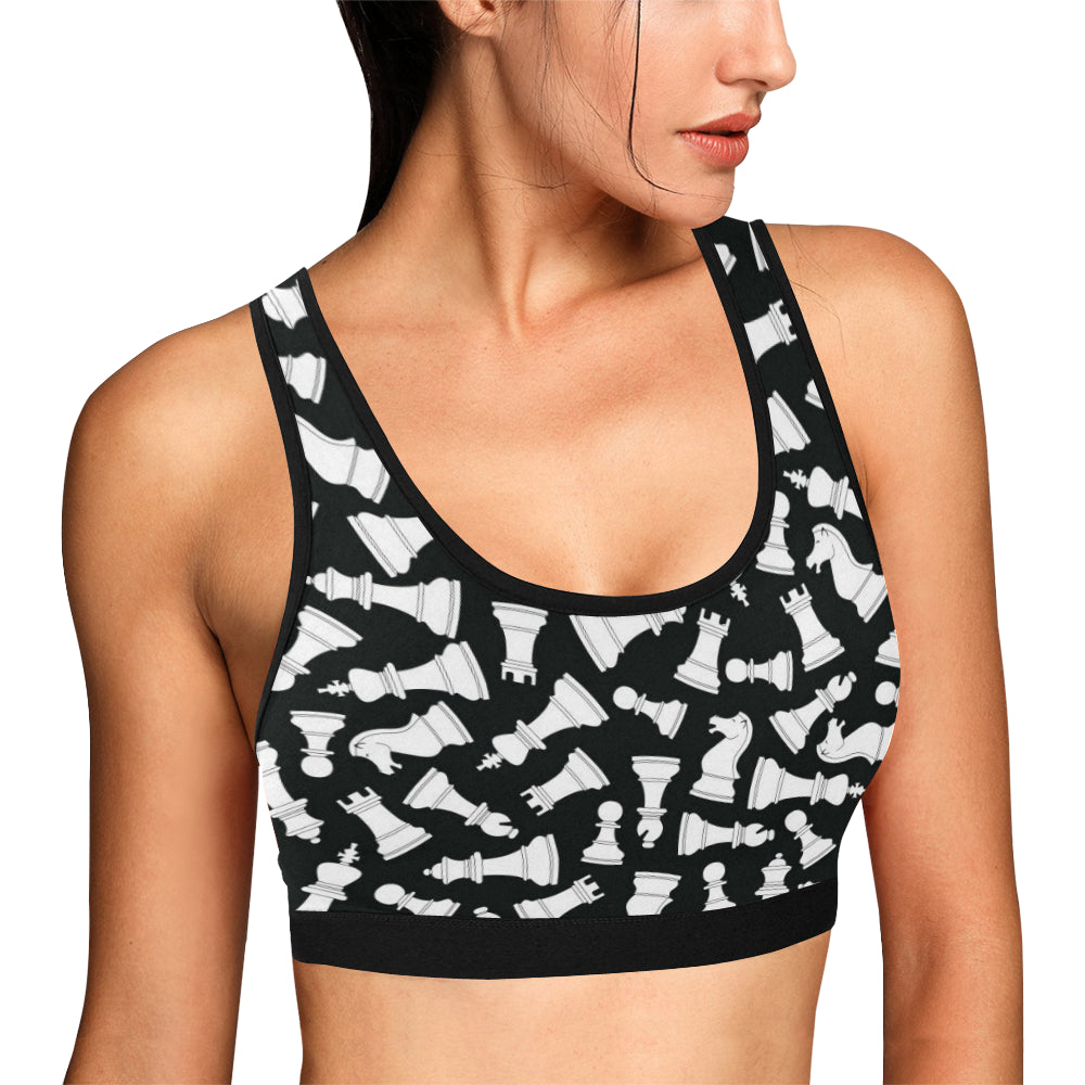 Chess Pattern Print Design 01 Sports Bra