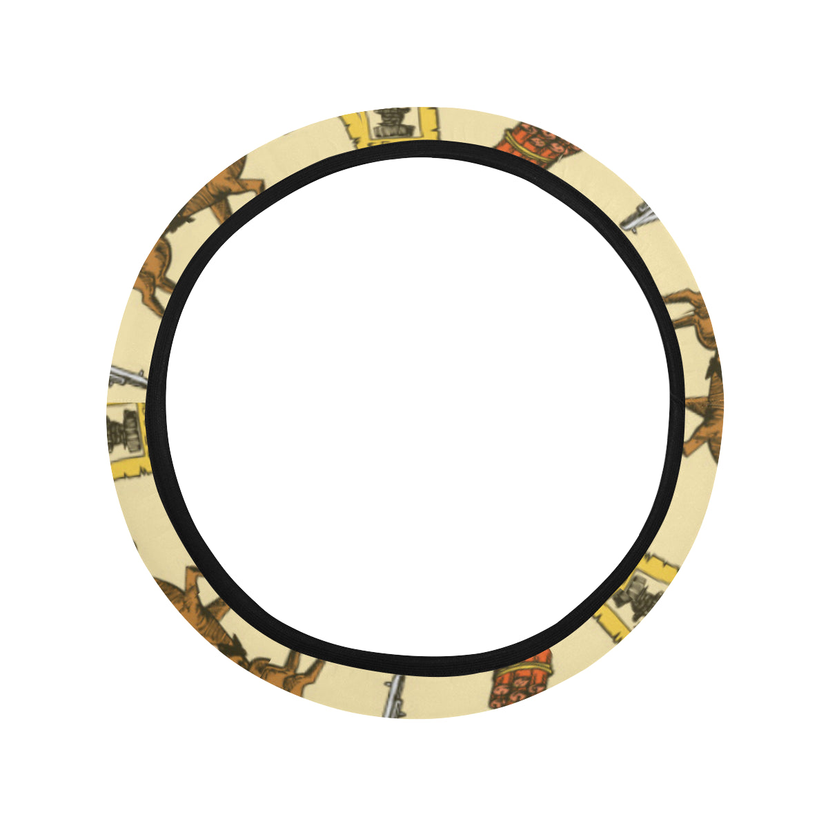 Cowboy Pattern Print Design 04 Steering Wheel Cover with Elastic Edge