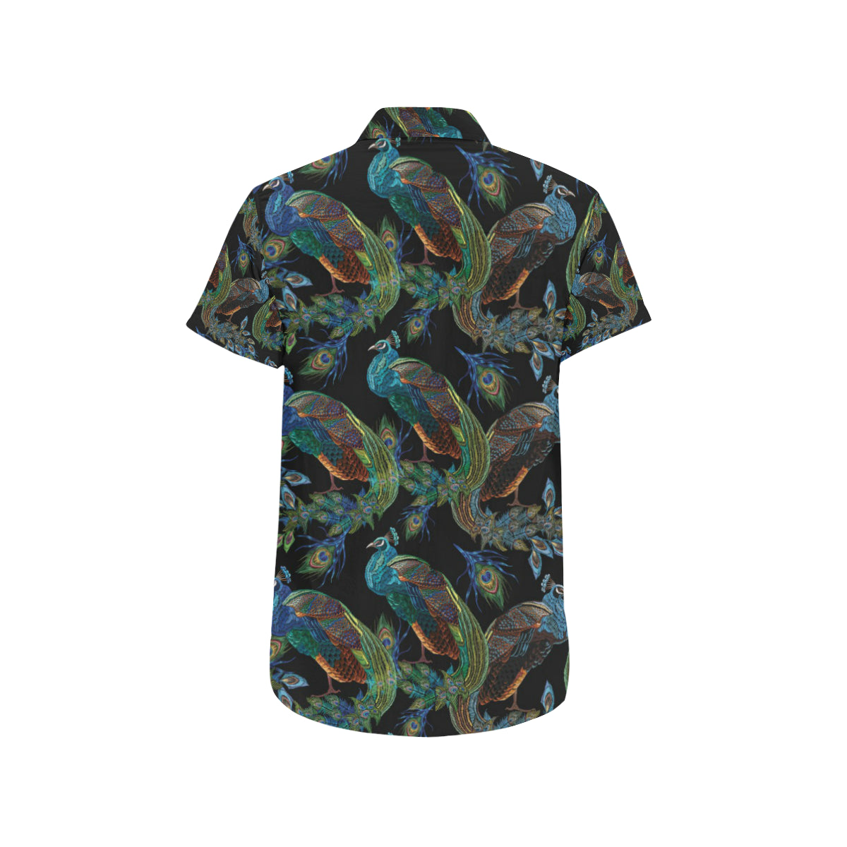Peacock Pattern Print Design A04 Men's Short Sleeve Button Up Shirt
