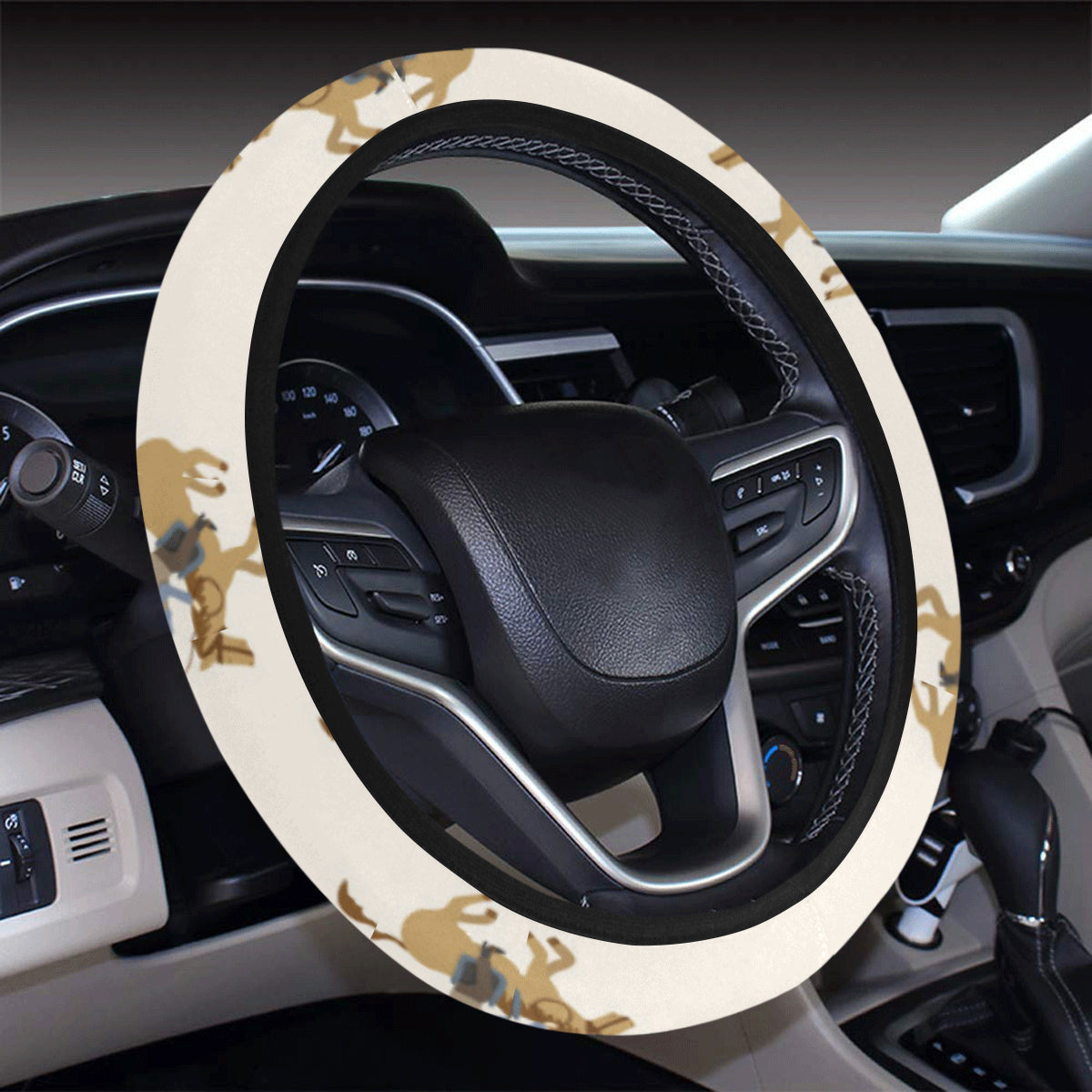 Cowboy Pattern Print Design 01 Steering Wheel Cover with Elastic Edge