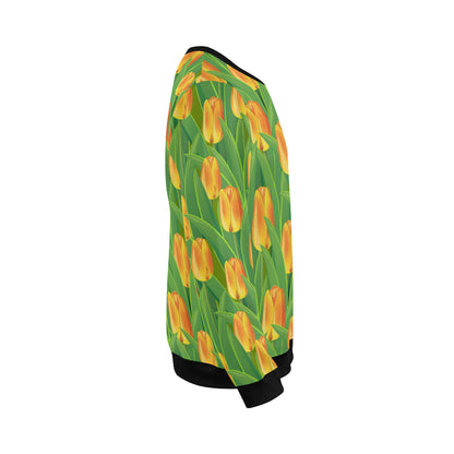 Tulip Orange Pattern Print Design TP07 Men Long Sleeve Sweatshirt