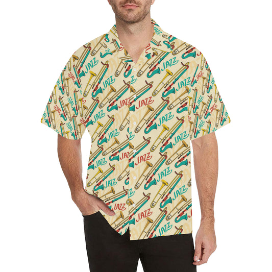 Trombone Pattern Print Design 03 Men's Hawaiian Shirt