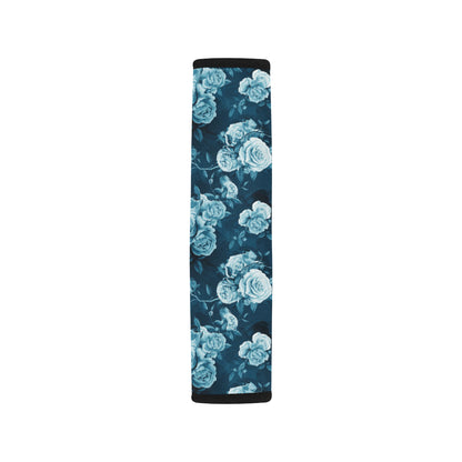 Rose Blue Pattern Print Design RO014 Car Seat Belt Cover