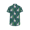 Llama Cactus Pattern Print Design 013 Men's Short Sleeve Button Up Shirt