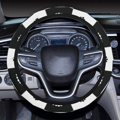 Checkered Flag Crown Pattern Steering Wheel Cover with Elastic Edge