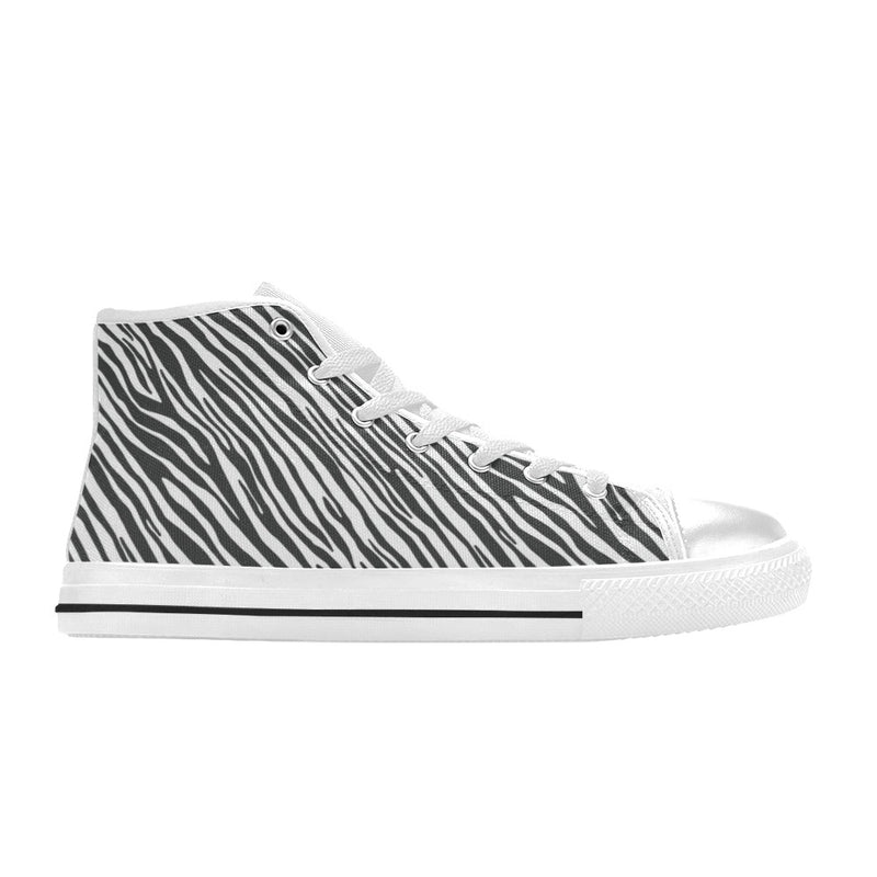 Zebra Classic Print Design LKS302 High Top Women's White Shoes