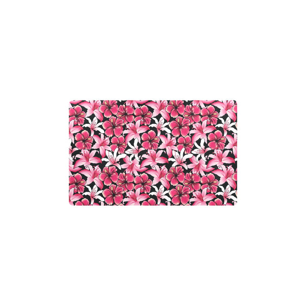 Flower Hawaiian Pink Red Hibiscus Print Kitchen Mat Jorjune