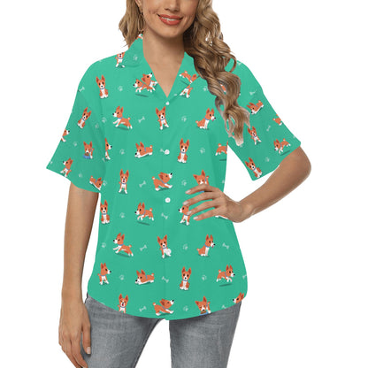 Basenji Pattern Print Design 02 Women's Hawaiian Shirt