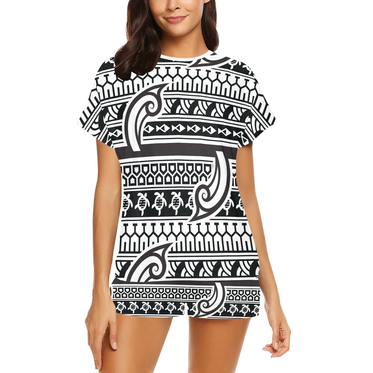 Samoan Style Print Design LKS305 Women's Short Pajama Set