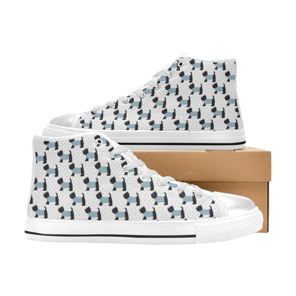 Scottish Terriers Print Design LKS3012 High Top Women's White Shoes
