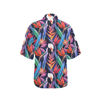 Tropical Flower Pattern Print Design TF023 Women's Hawaiian Shirt