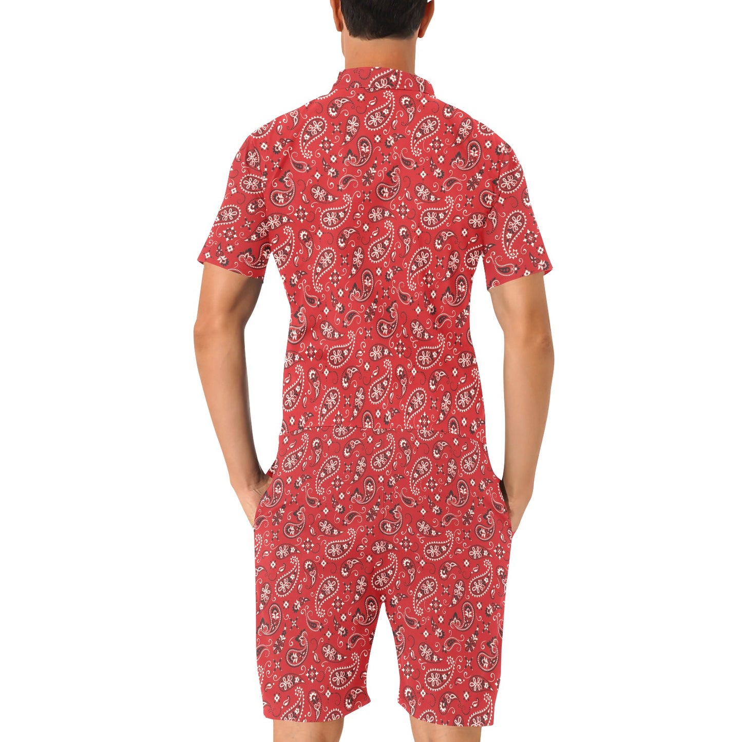 Bandana Paisley Red Print Design LKS3011 Men's Romper