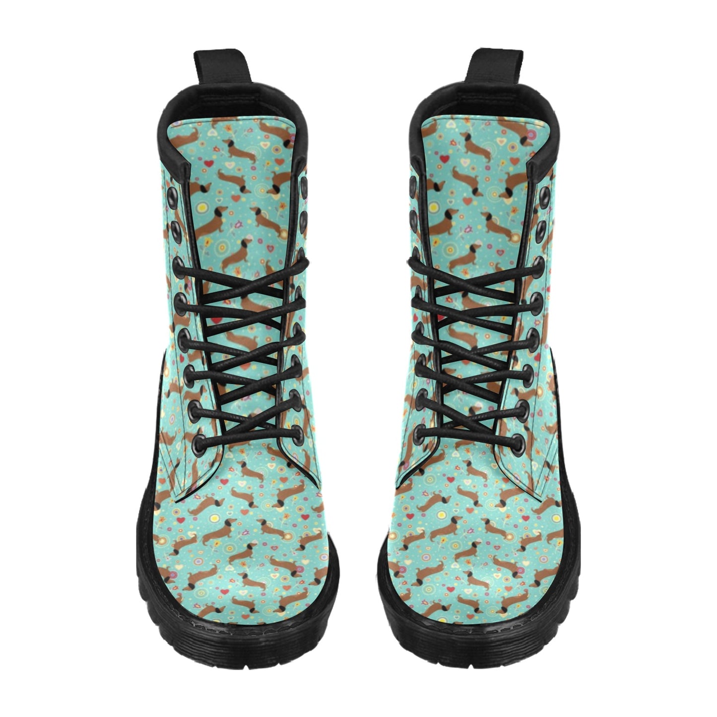 Dachshund with Floral Print Pattern Women's Boots