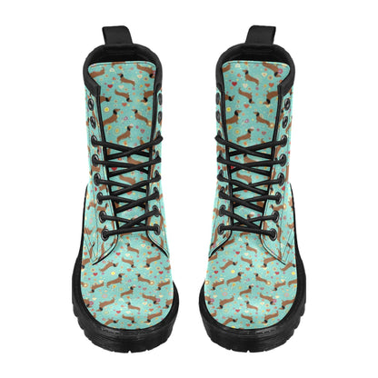 Dachshund with Floral Print Pattern Women's Boots