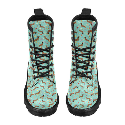 Dachshund with Floral Print Pattern Women's Boots