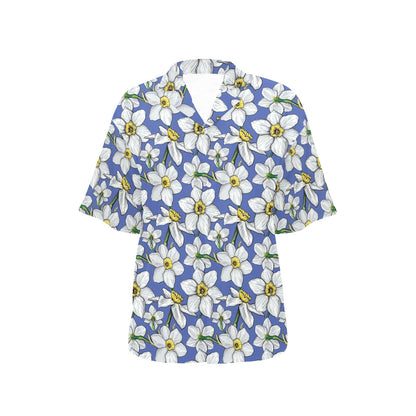 Daffodils Pattern Print Design DF08 Women's Hawaiian Shirt