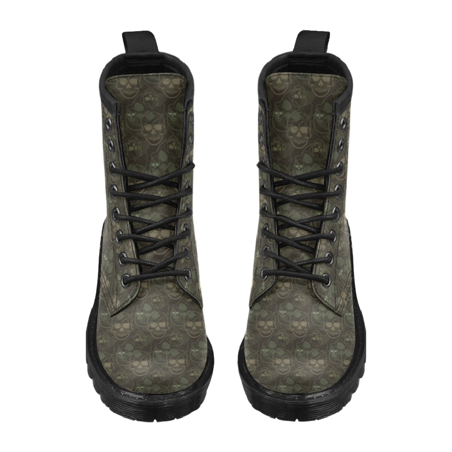 Skull Camo Style Print Design LKS308 Women's Boots