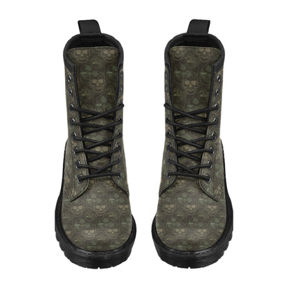 Skull Camo Style Print Design LKS308 Women's Boots