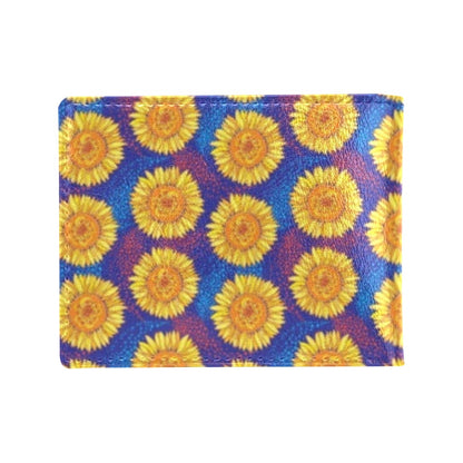 Sunflower Hand Drawn Style Print Men's ID Card Wallet