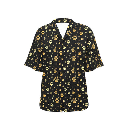 Paw Gold Print Women's Hawaiian Shirt
