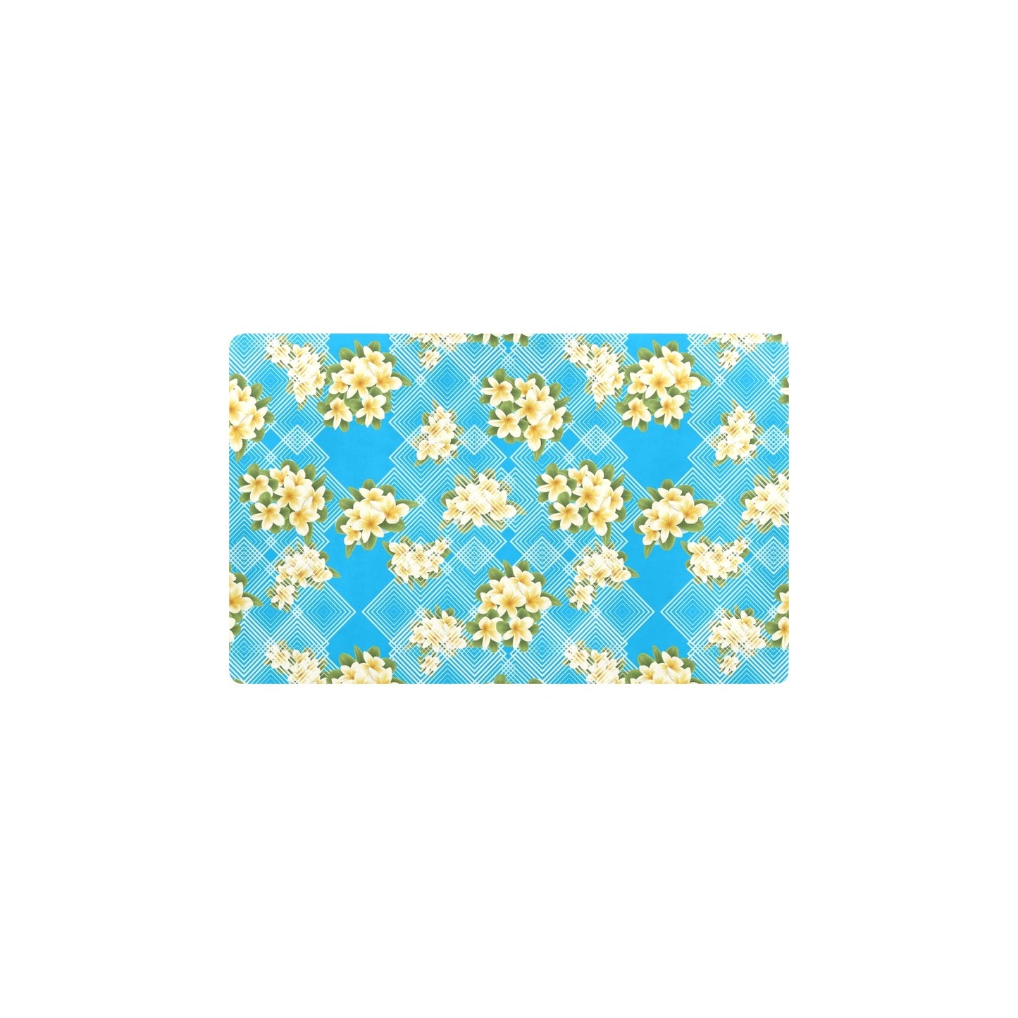Yellow Plumeria Design Print Pattern Kitchen Mat