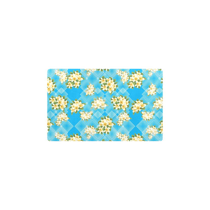 Yellow Plumeria Design Print Pattern Kitchen Mat