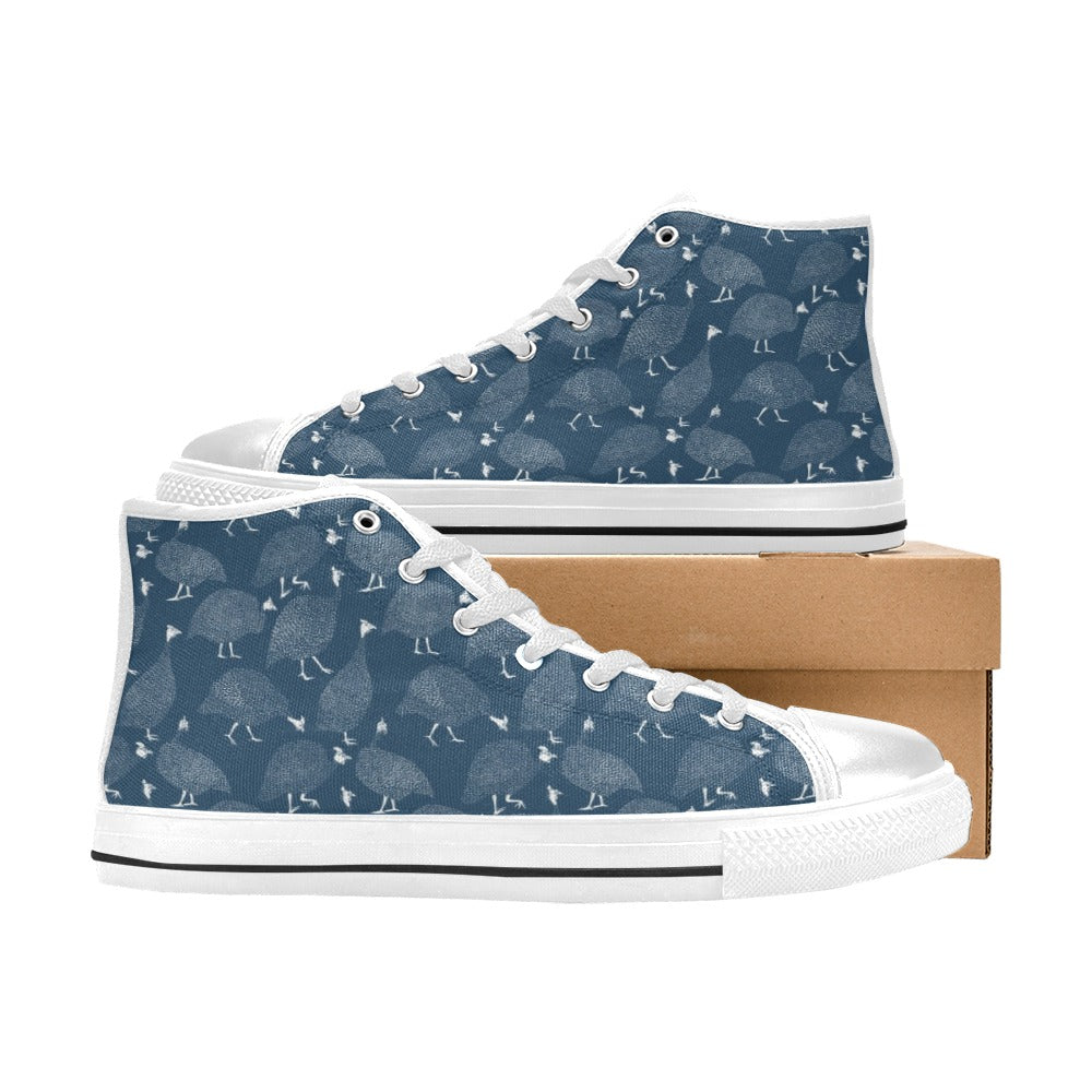 Guinea Fowl Print Design LKS401 High Top Women's White Shoes