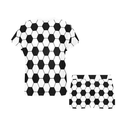 Soccer Ball Texture Print Design LKS303 Women's Short Pajama Set