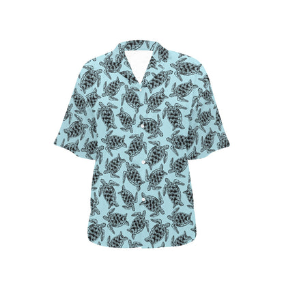 Sea Turtle Print Design LKS3010 Women's Hawaiian Shirt