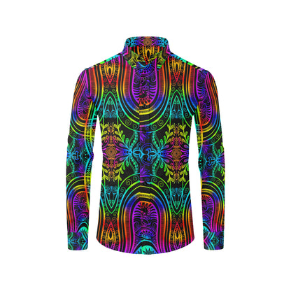 Neon Trible Rainbow Pattern Print Design A01 Men's Long Sleeve Shirt