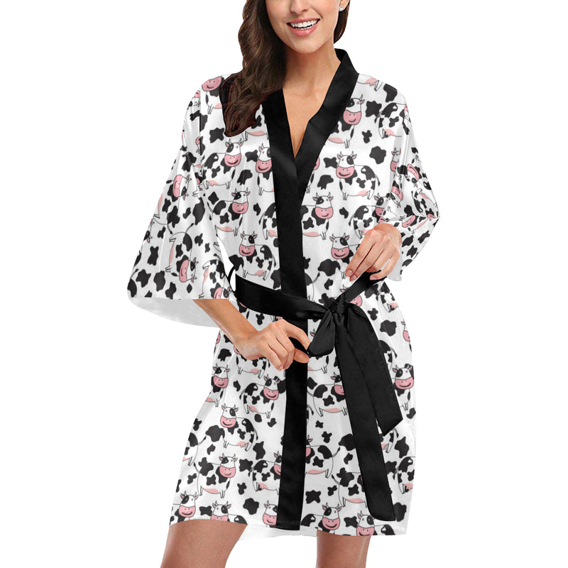 Cow Pattern Print Design 02 Women's Short Kimono