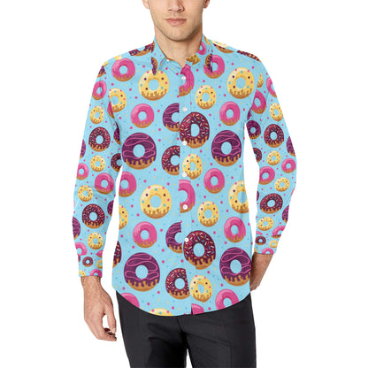 Donut Pattern Print Design DN07 Men's Long Sleeve Shirt