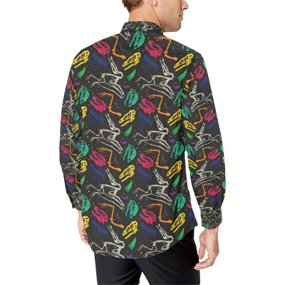 Dinosaur Skull Color Print Pattern Men's Long Sleeve Shirt