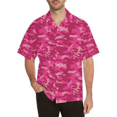 Camo Pink Pattern Print Design 01 Men's Hawaiian Shirt