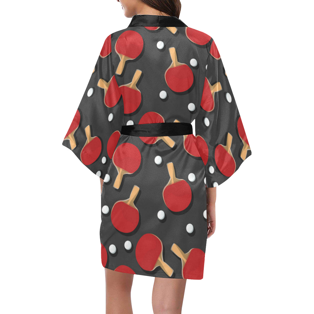Ping Pong Pattern Print Design A05 Women's Short Kimono