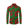 Red Hibiscus Embroidered Pattern Print Design HB03 Men's Long Sleeve Shirt