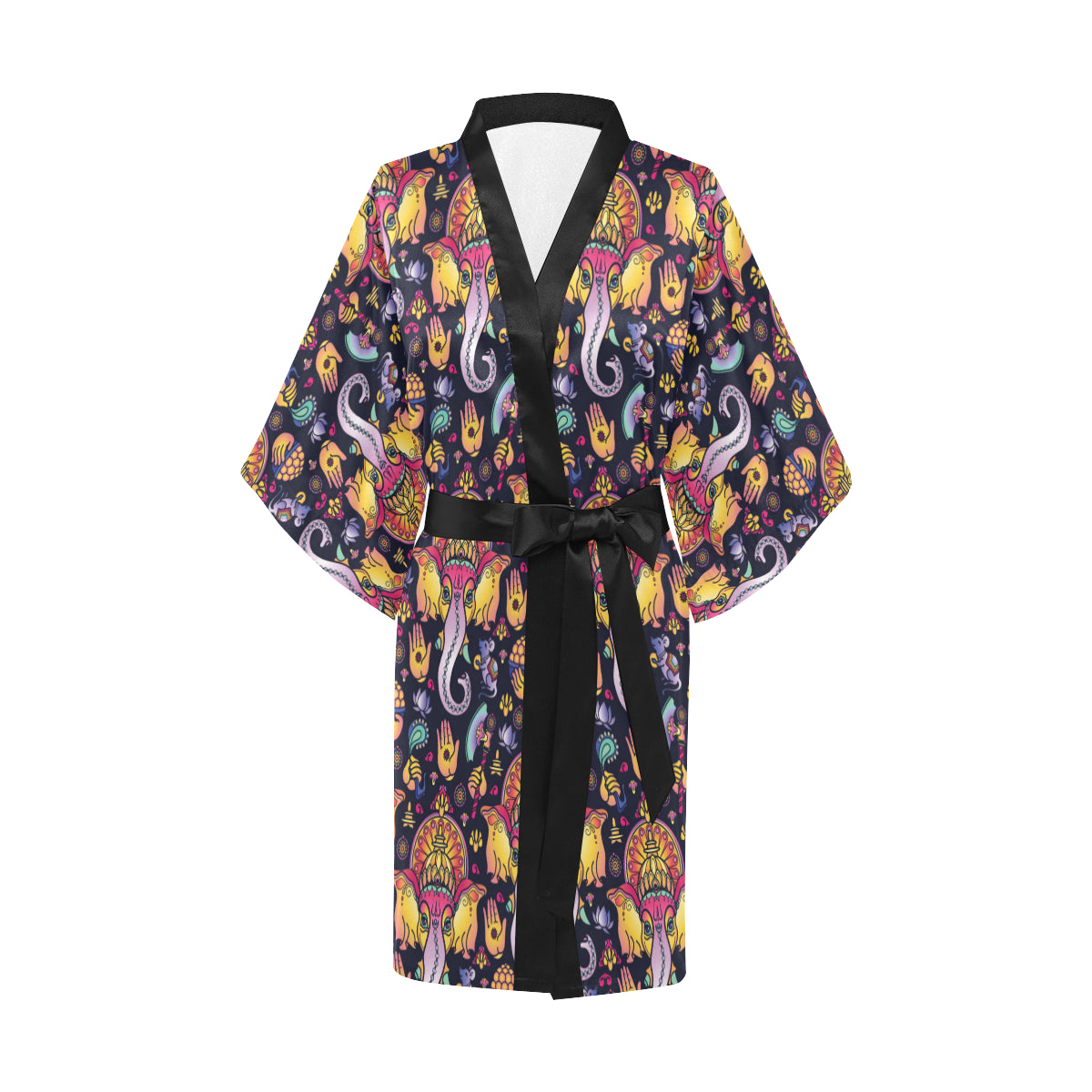 Ganesha Indian Pattern Print Design 03 Women's Short Kimono