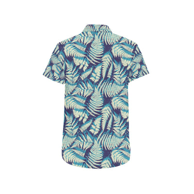 Fern Leave Summer Print Pattern Men's Short Sleeve Button Up Shirt